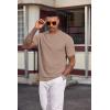 image:imageCOOFANDY Mens TShirt Short Sleeve Crew Neck Textured Shirts Classic Knit Pullover TeesKhaki