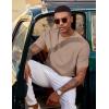 image:imageCOOFANDY Mens TShirt Short Sleeve Crew Neck Textured Shirts Classic Knit Pullover TeesKhaki