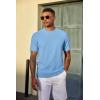 image:imageCOOFANDY Mens TShirt Short Sleeve Crew Neck Textured Shirts Classic Knit Pullover TeesLight Blue