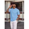 image:imageCOOFANDY Mens TShirt Short Sleeve Crew Neck Textured Shirts Classic Knit Pullover TeesLight Blue