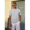 image:imageCOOFANDY Mens TShirt Short Sleeve Crew Neck Textured Shirts Classic Knit Pullover TeesLight Grey