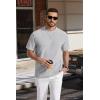 image:imageCOOFANDY Mens TShirt Short Sleeve Crew Neck Textured Shirts Classic Knit Pullover TeesLight Grey