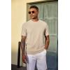 image:imageCOOFANDY Mens TShirt Short Sleeve Crew Neck Textured Shirts Classic Knit Pullover TeesLight Khaki