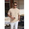image:imageCOOFANDY Mens TShirt Short Sleeve Crew Neck Textured Shirts Classic Knit Pullover TeesLight Khaki