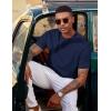 image:imageCOOFANDY Mens TShirt Short Sleeve Crew Neck Textured Shirts Classic Knit Pullover TeesNavy Blue