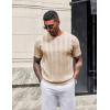 image:imageCOOFANDY Mens TShirts Short Sleeve Knit Shirt Crew Neck Sweater Fashion Casual Textured Pullover Tees02light Khaki