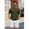image:imageCOOFANDY Mens TShirts Short Sleeve Knit Shirt Crew Neck Sweater Fashion Casual Textured Pullover TeesArmy Green