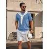 image:imageCOOFANDY Mens TShirts Short Sleeve Knit Shirt Crew Neck Sweater Fashion Casual Textured Pullover TeesBlue