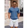 image:imageCOOFANDY Mens TShirts Short Sleeve Knit Shirt Crew Neck Sweater Fashion Casual Textured Pullover TeesBlue