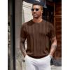 image:imageCOOFANDY Mens TShirts Short Sleeve Knit Shirt Crew Neck Sweater Fashion Casual Textured Pullover TeesBrown