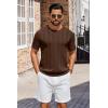 image:imageCOOFANDY Mens TShirts Short Sleeve Knit Shirt Crew Neck Sweater Fashion Casual Textured Pullover TeesBrown