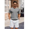 image:imageCOOFANDY Mens TShirts Short Sleeve Knit Shirt Crew Neck Sweater Fashion Casual Textured Pullover TeesGrey