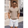 image:imageCOOFANDY Mens TShirts Short Sleeve Knit Shirt Crew Neck Sweater Fashion Casual Textured Pullover TeesKhaki