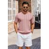 image:imageCOOFANDY Mens TShirts Short Sleeve Knit Shirt Crew Neck Sweater Fashion Casual Textured Pullover TeesLight Pink