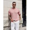 image:imageCOOFANDY Mens TShirts Short Sleeve Knit Shirt Crew Neck Sweater Fashion Casual Textured Pullover TeesLight Pink
