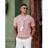 image:imageCOOFANDY Mens TShirts Short Sleeve Knit Shirt Crew Neck Sweater Fashion Casual Textured Pullover TeesLight Pink