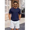 image:imageCOOFANDY Mens TShirts Short Sleeve Knit Shirt Crew Neck Sweater Fashion Casual Textured Pullover TeesNavy Blue