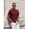 image:imageCOOFANDY Mens TShirts Short Sleeve Knit Shirt Crew Neck Sweater Fashion Casual Textured Pullover TeesWine Red