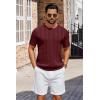image:imageCOOFANDY Mens TShirts Short Sleeve Knit Shirt Crew Neck Sweater Fashion Casual Textured Pullover TeesWine Red