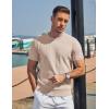 image:imageCOOFANDY Mens TShirts Short Sleeve Knit Shirts Casual Crewneck Ribbed Dress Tee ShirtBeige