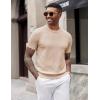 image:imageCOOFANDY Mens TShirts Short Sleeve Knit Shirts Casual Crewneck Ribbed Dress Tee ShirtBeige
