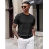 image:imageCOOFANDY Mens TShirts Short Sleeve Knit Shirts Casual Crewneck Ribbed Dress Tee ShirtBlack