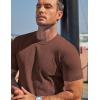 image:imageCOOFANDY Mens TShirts Short Sleeve Knit Shirts Casual Crewneck Ribbed Dress Tee ShirtBrown
