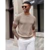 image:imageCOOFANDY Mens TShirts Short Sleeve Knit Shirts Casual Crewneck Ribbed Dress Tee ShirtKhaki