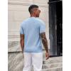 image:imageCOOFANDY Mens TShirts Short Sleeve Knit Shirts Casual Crewneck Ribbed Dress Tee ShirtLight Blue