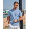 image:imageCOOFANDY Mens TShirts Short Sleeve Knit Shirts Casual Crewneck Ribbed Dress Tee ShirtLight Blue