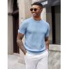 image:imageCOOFANDY Mens TShirts Short Sleeve Knit Shirts Casual Crewneck Ribbed Dress Tee ShirtLight Blue