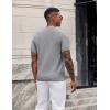 image:imageCOOFANDY Mens TShirts Short Sleeve Knit Shirts Casual Crewneck Ribbed Dress Tee ShirtLight Grey