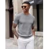 image:imageCOOFANDY Mens TShirts Short Sleeve Knit Shirts Casual Crewneck Ribbed Dress Tee ShirtLight Grey