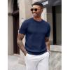 image:imageCOOFANDY Mens TShirts Short Sleeve Knit Shirts Casual Crewneck Ribbed Dress Tee ShirtNavy Blue