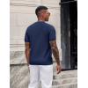 image:imageCOOFANDY Mens TShirts Short Sleeve Knit Shirts Casual Crewneck Ribbed Dress Tee ShirtNavy Blue