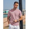 image:imageCOOFANDY Mens TShirts Short Sleeve Knit Shirts Casual Crewneck Ribbed Dress Tee ShirtPink