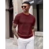 image:imageCOOFANDY Mens TShirts Short Sleeve Knit Shirts Casual Crewneck Ribbed Dress Tee ShirtWine Red