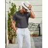 image:imageCOOFANDY Mens Textured Polo Shirts Short Sleeve Slim Fit Casual Button Polo TShirt Summer Collared Golf ShirtCharcoal Grey