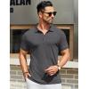 image:imageCOOFANDY Mens Textured Polo Shirts Short Sleeve Slim Fit Casual Button Polo TShirt Summer Collared Golf ShirtCharcoal Grey