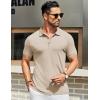 image:imageCOOFANDY Mens Textured Polo Shirts Short Sleeve Slim Fit Casual Button Polo TShirt Summer Collared Golf ShirtLight Khaki