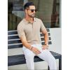 image:imageCOOFANDY Mens Textured Polo Shirts Short Sleeve Slim Fit Casual Button Polo TShirt Summer Collared Golf ShirtLight Khaki