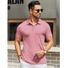 image:imageCOOFANDY Mens Textured Polo Shirts Short Sleeve Slim Fit Casual Button Polo TShirt Summer Collared Golf ShirtPink