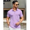 image:imageCOOFANDY Mens Textured Polo Shirts Short Sleeve Slim Fit Casual Button Polo TShirt Summer Collared Golf ShirtPurple
