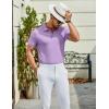 image:imageCOOFANDY Mens Textured Polo Shirts Short Sleeve Slim Fit Casual Button Polo TShirt Summer Collared Golf ShirtPurple