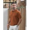 image:imageCOOFANDY Mens V Neck Short Sleeve Stretch Knit Polo ShirtCaramel
