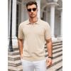 image:imageCOOFANDY Mens V Neck Short Sleeve Stretch Knit Polo ShirtChampagne