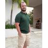 image:imageCOOFANDY Mens V Neck Short Sleeve Stretch Knit Polo ShirtDark Green