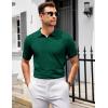 image:imageCOOFANDY Mens V Neck Short Sleeve Stretch Knit Polo ShirtGreen