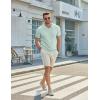 image:imageCOOFANDY Mens V Neck Short Sleeve Stretch Knit Polo ShirtIce Green