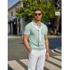 image:imageCOOFANDY Mens V Neck Short Sleeve Stretch Knit Polo ShirtIce Green